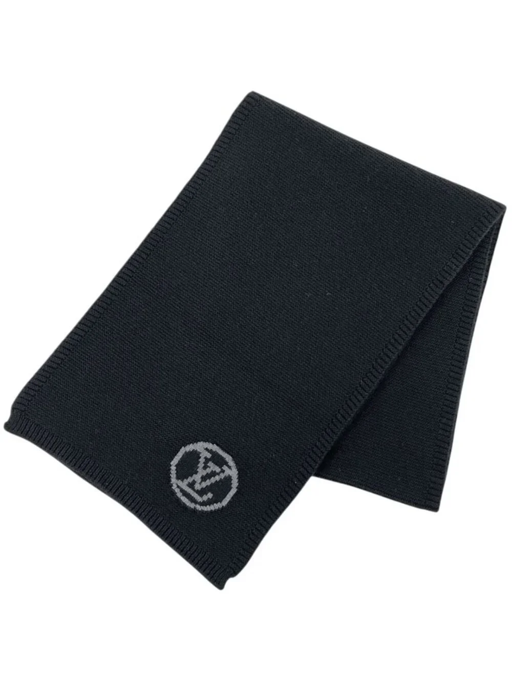 Louis Vuitton Logo Scarf LV Wool Noir